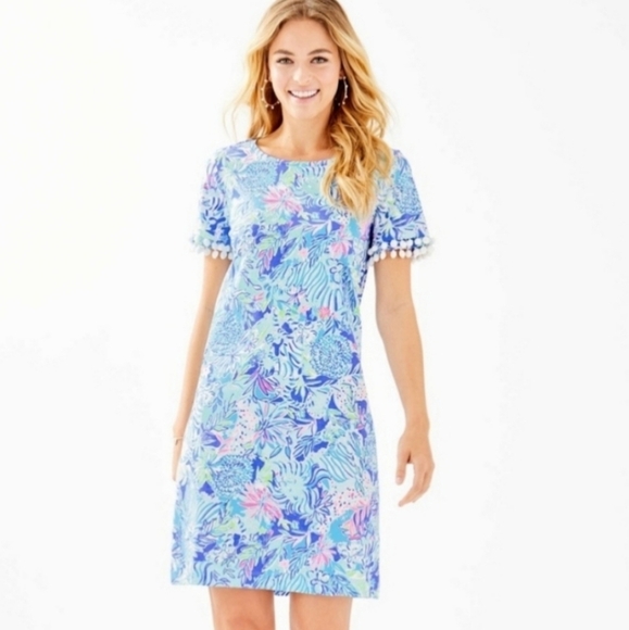 Lilly Pulitzer Tropical Blue and Pink Mini Dress - Picture 2 of 7